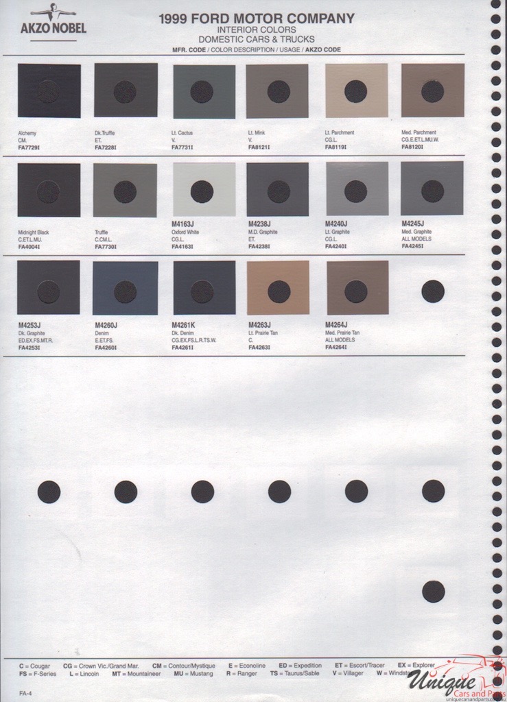 1999 Ford Paint Charts Akzo-Nobel 4
